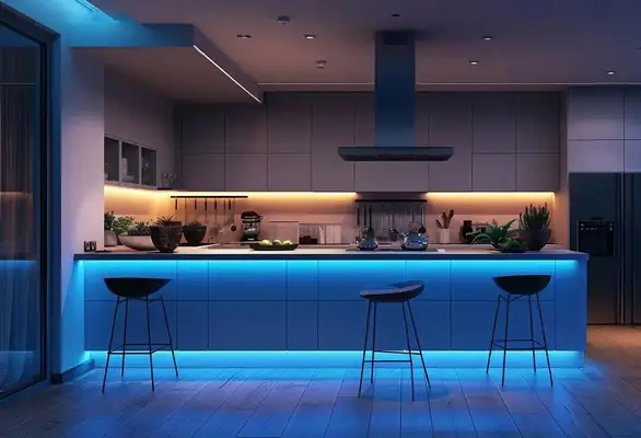 LED strip lighting installation Kansas City - RGB color-changing strips